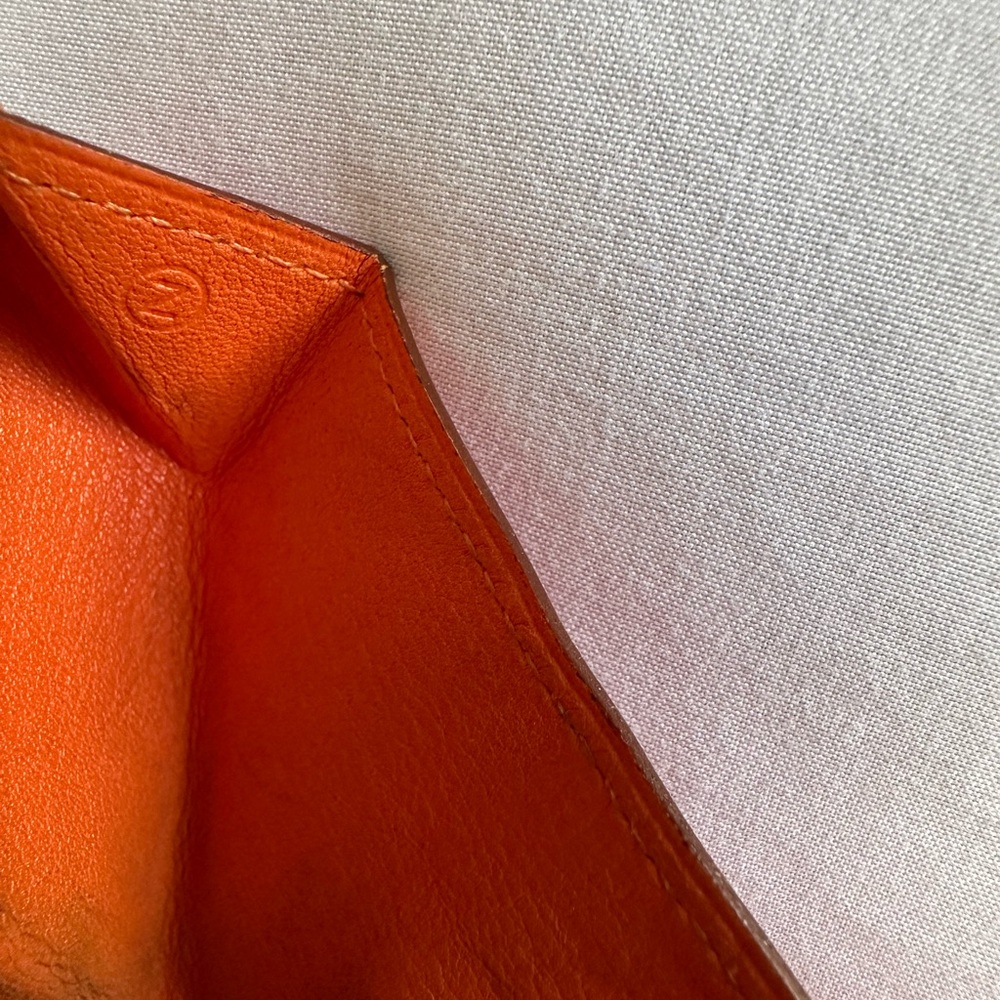 Authentic HERMES Luvan Cattle Veau Barenia Leather Wallet Coin Purse Orange 👛 - Picture 12 of 12